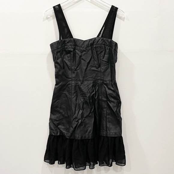 Tripp NYC Faux Leather Tulle Mini Dress Black Medium - Picture 1 of 9